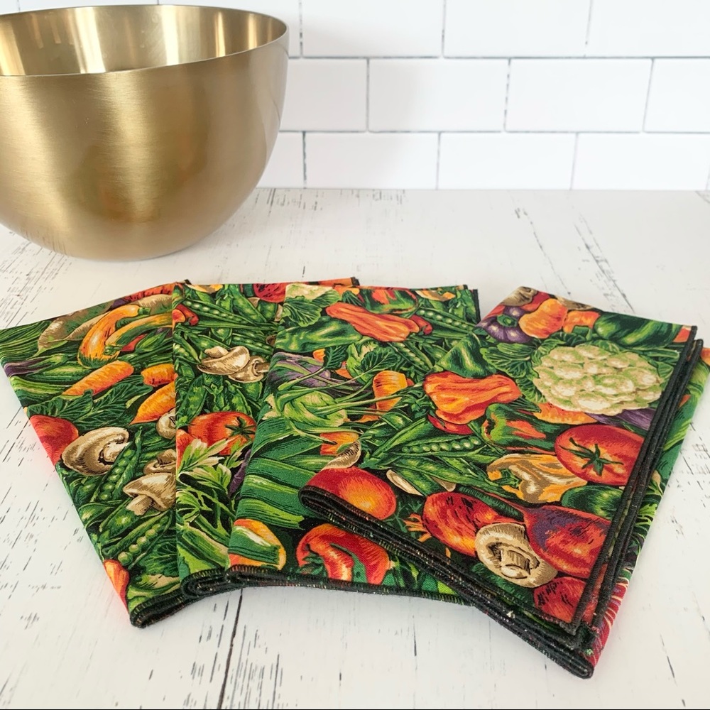 Cloth Vegetable Print Napkins Set of 4